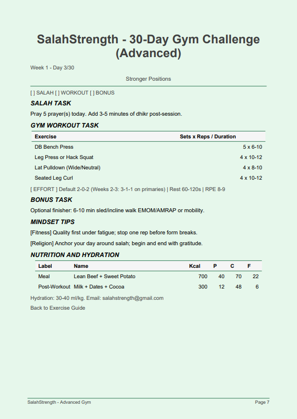Advanced — Gym (30‑Day Challenge)
